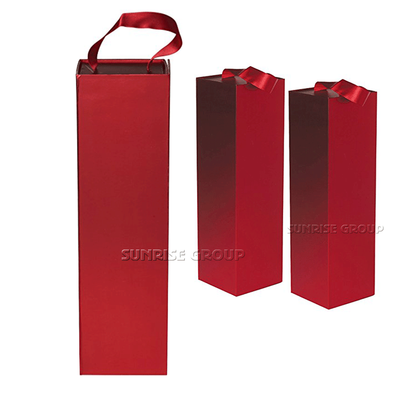 Caja de embalaje de vino plegable rectangular personalizada con asa