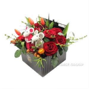 Caja de flores cuadrada de regalo de papel de textura de embalaje de impresión personalizada de lujo